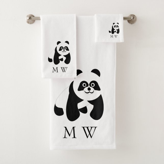 Panda Design Monogrammed Bath Towel Set (Insitu)