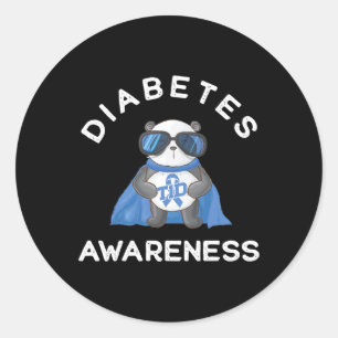 Panda Diabetic Type 1 Diabetes Awareness Support K Classic Round Sticker