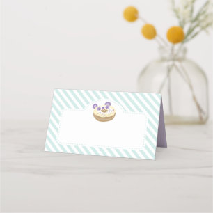 Panda Doughnut Bakery Purple and Green Place Card