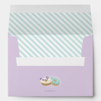 Panda Doughnut Bakery Purple with Green Stripes Envelope