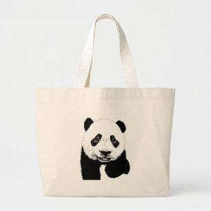 Panda drawing large tote bag