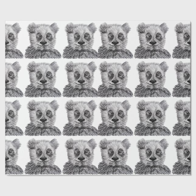 Panda Drawing  Matte Wrapping Paper, 30 in x 6 ft Wrapping Paper (Seam)