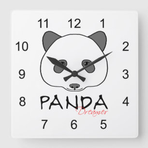 Panda Dreamer Square Wall Clock