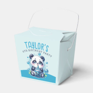 Panda Drinking Blue Boba Bubble Tea Birthday Party Favour Box