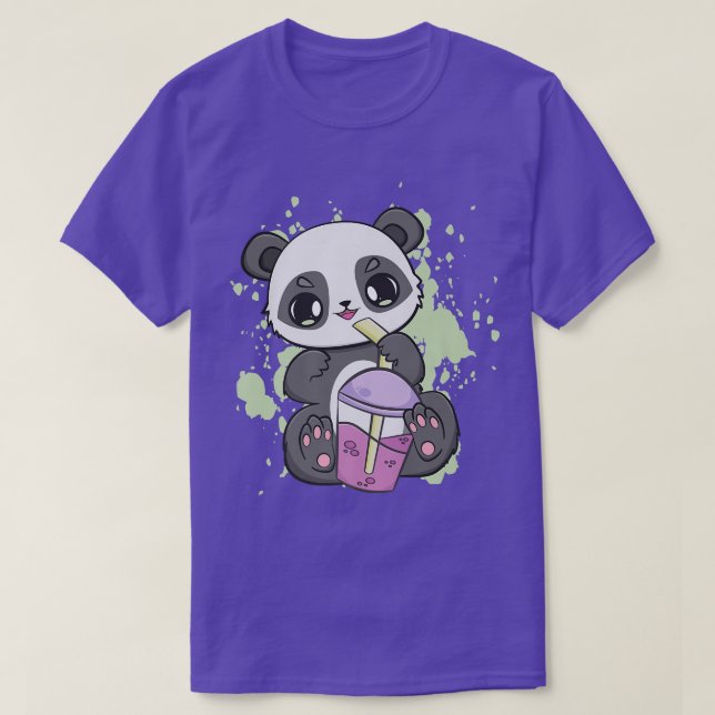 Panda Drinking Boba For Bubble Tea Milk Kawaii Bea T-Shirt (Design Front)