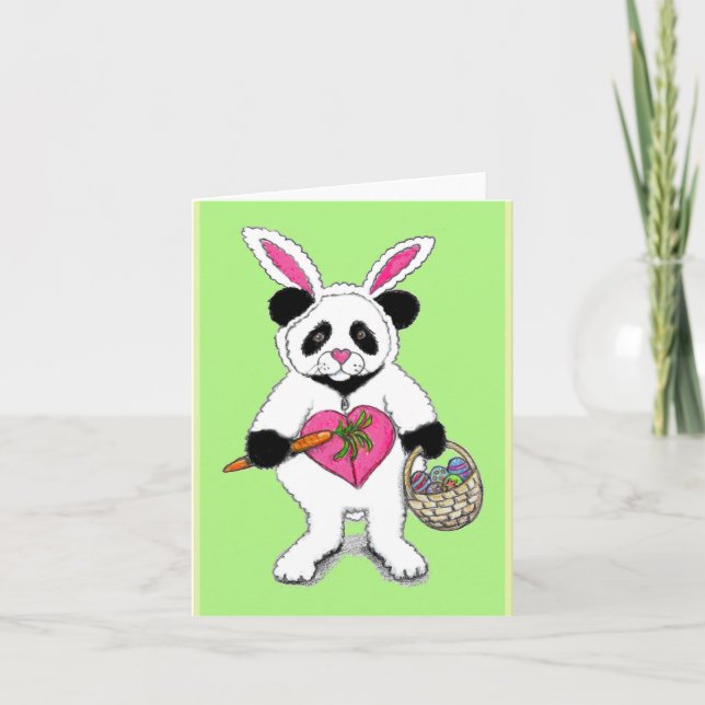 Panda Easter Bunny Drawing Card (Front)
