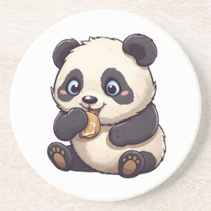 Panda eating a cookie coaster