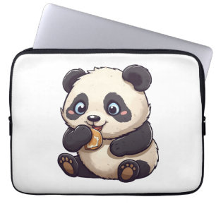 Panda eating a cookie laptop sleeve