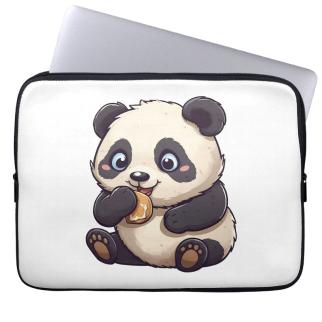 Panda eating a cookie laptop sleeve (Front)