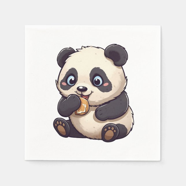 Panda eating a cookie napkin (Front)