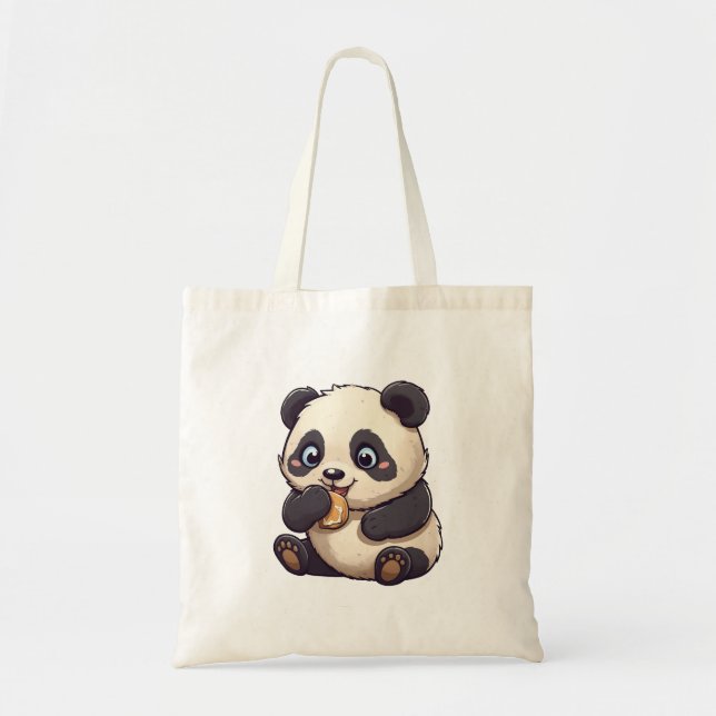 Panda eating a cookie tote bag (Front)