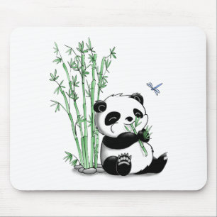 Panda Eating Bamboo Mouse Pad