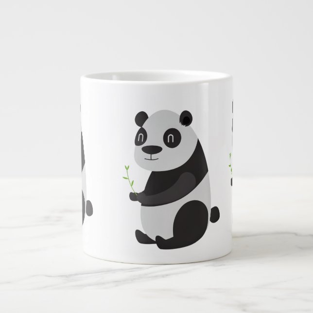 Panda eating bamboo shoots  large coffee mug (Front)