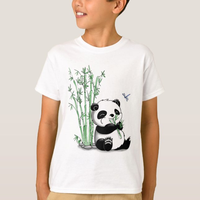 Panda Eating Bamboo T-Shirt (Front)