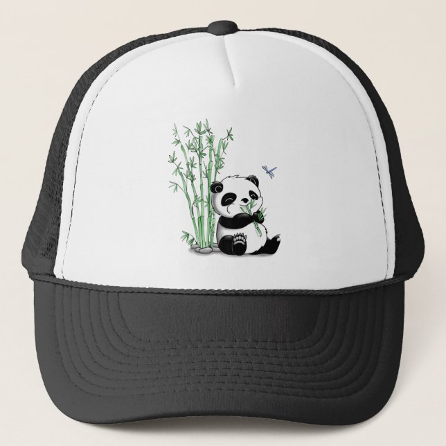 Panda Eating Bamboo Trucker Hat (Front)