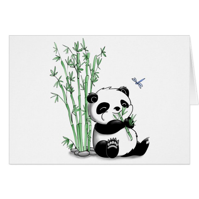 Panda Eating Bamboo (with customisable background) (Front Horizontal)