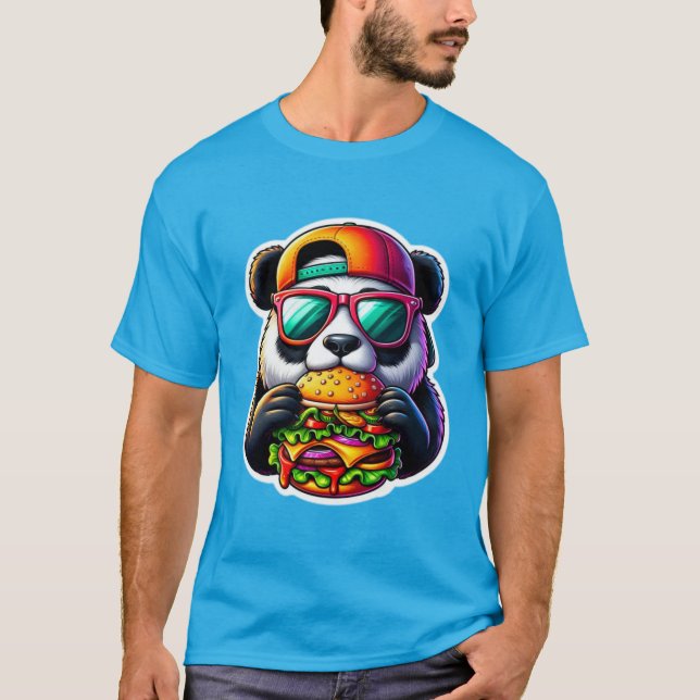 PANDA EATING CHEESEBURGER 2 T-Shirt (Front)