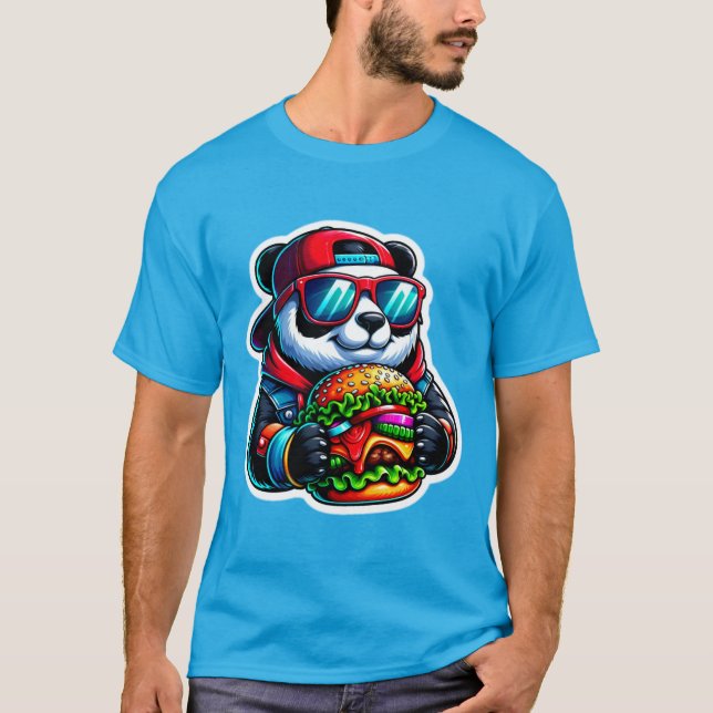 PANDA EATING CHEESEBURGER 6 T-Shirt (Front)