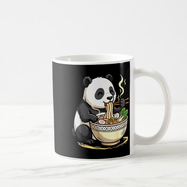 Panda Eating Funny Ramen Noodles  Coffee Mug (Right)