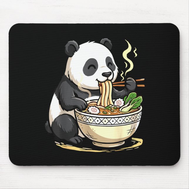 Panda Eating Funny Ramen Noodles  Mouse Pad (Front)