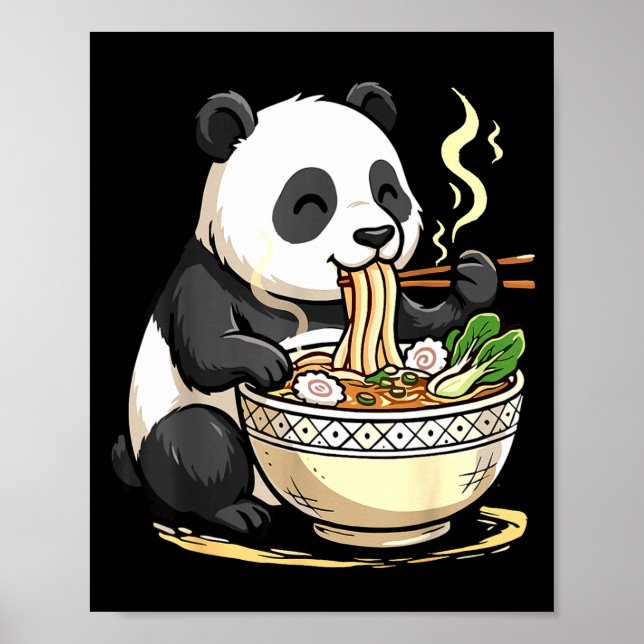 Panda Eating Funny Ramen Noodles  Poster (Front)