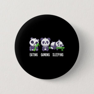 Panda Eating Gaming Sleeping For Multiplayer Game 6 Cm Round Badge