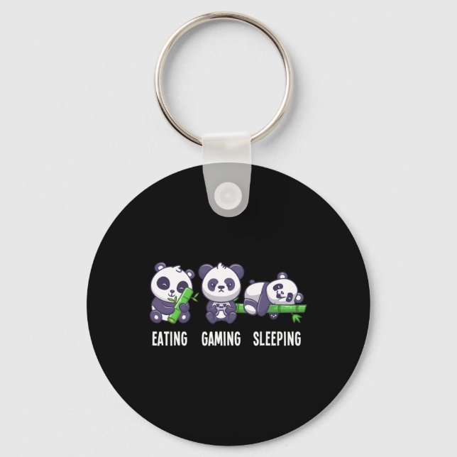 Panda Eating Gaming Sleeping For Multiplayer Game  Key Ring (Front)