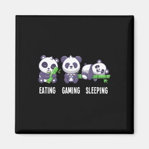 Panda Eating Gaming Sleeping For Multiplayer Game Magnet