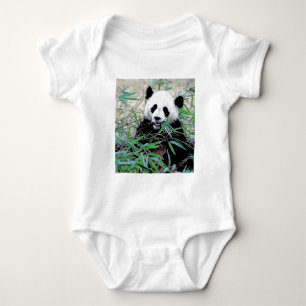 Panda Eating Leaves Baby Bodysuit