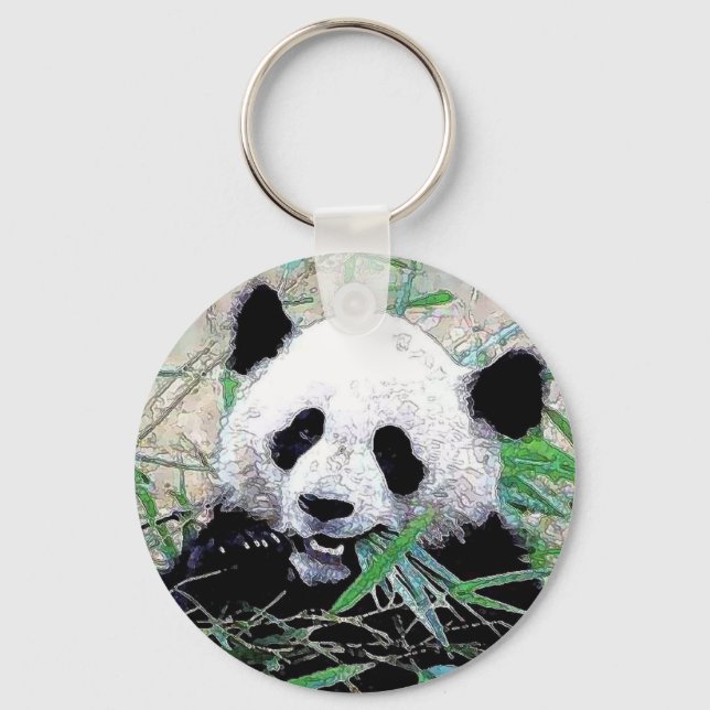 Panda Eating Leaves Key Chains (Front)