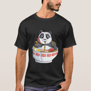 Panda Eating Ra Kawaii Giant Japanese Noodle T-Shirt
