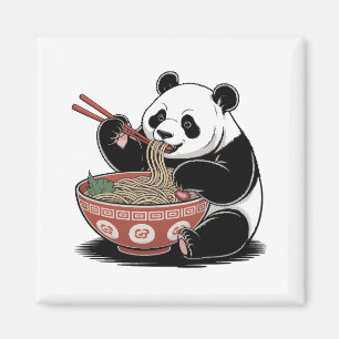 Panda Eating Ramen Japanese Retro Ukiyo-e Style Magnet