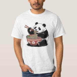 Panda Eating Ramen Japanese Retro Ukiyo-e Style T-Shirt