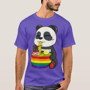 Panda Eating Ramen LGBT-Q Cute Rainbow Flag Gay Pr T-Shirt