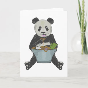 Panda eating ramen noodles card