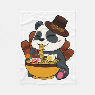 Panda Eating Ramen Thanksgiving Day Japanese Food Fleece Blanket
