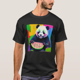 Panda eats a Water Melon Oil Painting T-Shirt