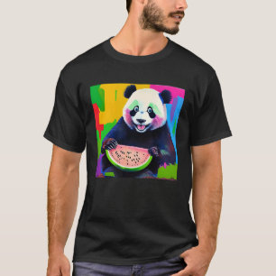 Panda eats a Water Melon Oil Painting T-Shirt