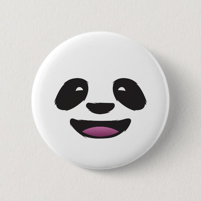 Panda face 6 cm round badge (Front)
