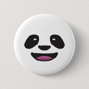 Panda face 6 cm round badge