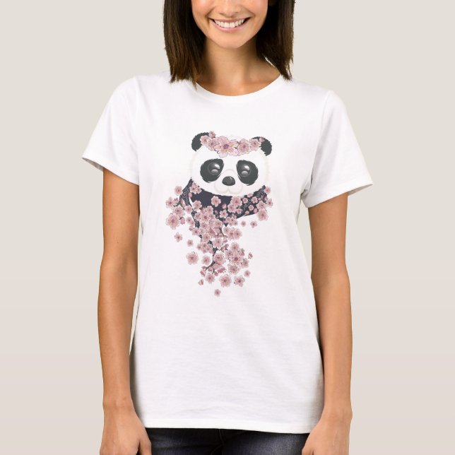 Panda face and Sakura T-Shirt (Front)