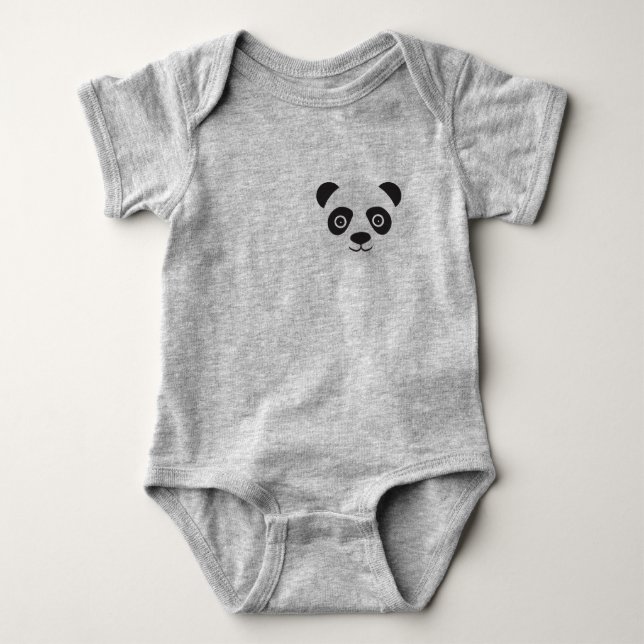 Panda Face Black and White Bear Baby Bodysuit (Front)