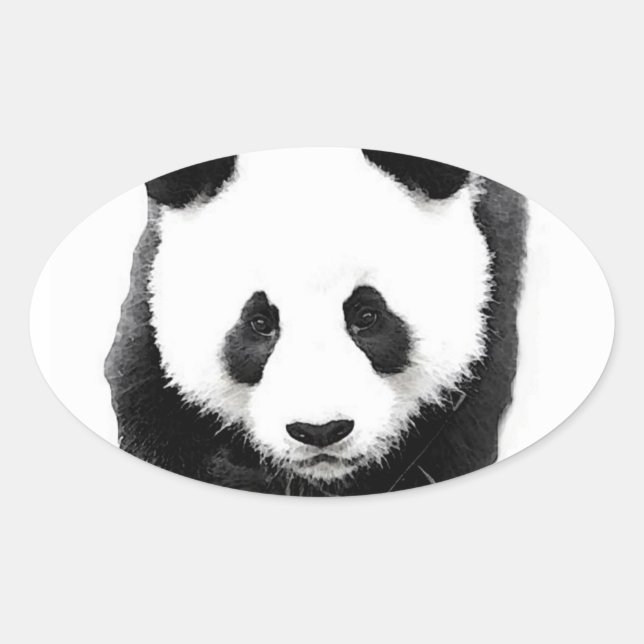 Panda Face Oval Sticker (Front)