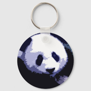 Panda Face Pop Art Key Ring