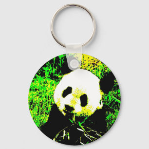 Panda Face Pop Art Key Ring