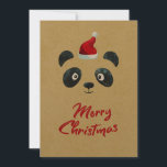 Panda face Santa, kids Holiday vintage<br><div class="desc">A cute retro vintage panda face graces this Christmas greeting card for children. The perfect vintage greeting card to wish your family and friends a happy holiday with that appearance of handcrafting.</div>