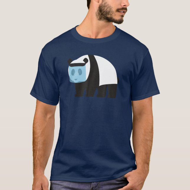 Panda Face Wearing Shield Quarantine Funny Kawaii T-Shirt (Front)