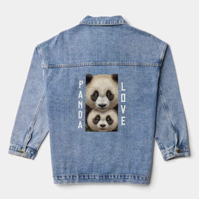 Panda faces parent and child denim jacket (Back)