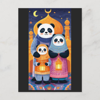 Panda family celebrating Eid Milad Un nabi Postcard