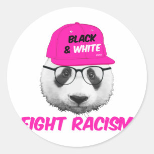 PANDA FIGHT RACISM CLASSIC ROUND STICKER